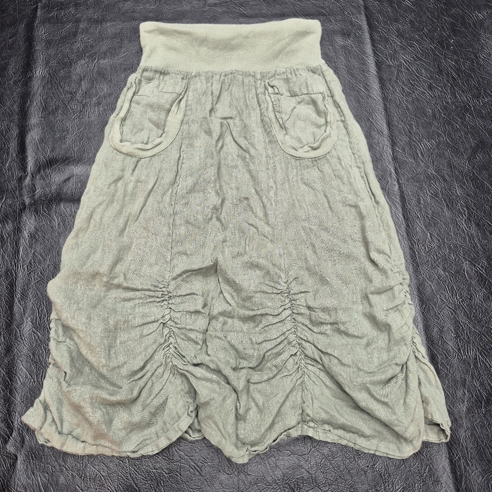 Women's Light Sage Gathered Midi Skirt